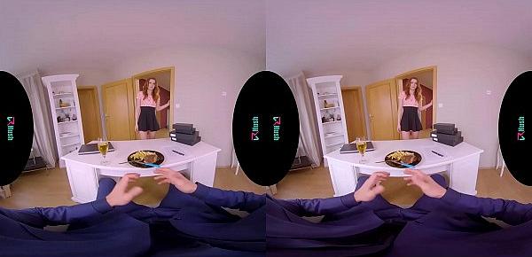  VRHUSH Charlie Red riding her stepfathers big cock in virtual reality